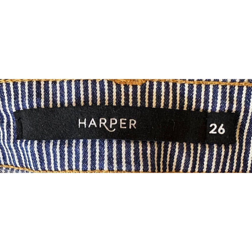 Harper Jeans Size 26 Pin Striped Navy White Skinny Straight Leg Mid Rise Cotton - Picture 11 of 12